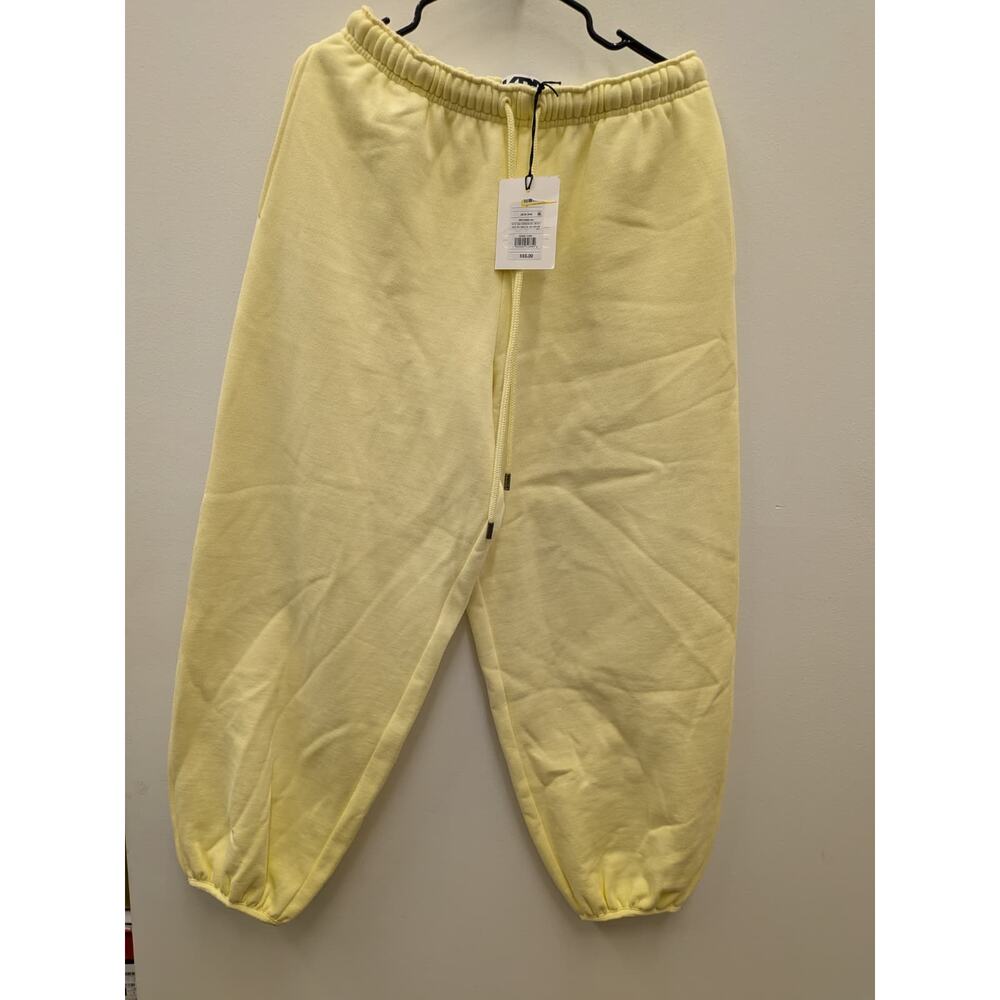 Women's Yellow Fleece Jogger Sweatpants Size Medium Drawstring Lounge Casual